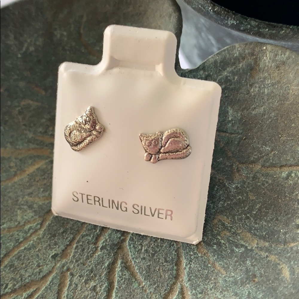 Cats Studs Sterling Silver